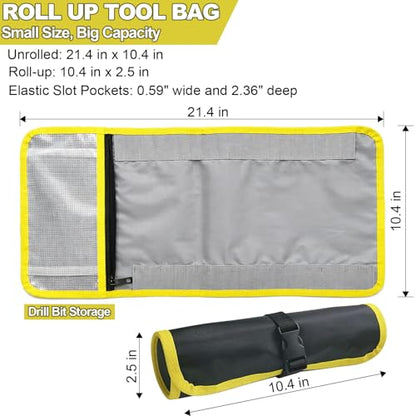 Drill Bit Organizer, Roll Up Drill Bit Storage Organizer Case, Heavy Duty Bit Holder Pouch with Zipper, Tools Organizer Pouch Bag with Snap Spring Closure for Men(Bag Only) – Stocking Stuffers