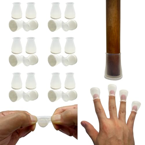 Extra Small Silicone Chair Leg Floor Protectors with Felt, FIT 19/32” to 15/16” Glide Chair Leg Caps Silicon Furniture Leg Feet Cover Bottom Slide Protect Hardwood Floors No Scratches No Noise 24 Pack - color: 24pack-semi-transparent, size: Extra Small Fi