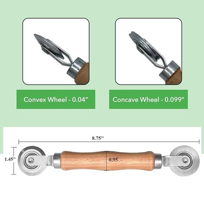 Screen Roller Tool - Rolling Tool for Installing Door & Window Screens & Repair - Spline Roller with Wood Handle & Steel Bearing Wheel - Professional Rolling Tool - Double Ended Hand Spline Roller