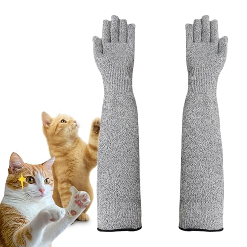 Ultra-Flexible Pet Handling Sleeves: 15.7” Kevlar Scratch-Resistant Gloves for Cat Grooming, Nail Trimming & Arm Protection - color: 1 Pairs
