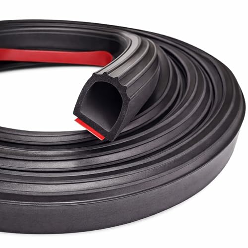D Shape Door Rubber Seal – Weather Stripping for Truck Camper Doors, 1 Inch EPDM Self Adhesive Rubber Seal Strip for Fill Gaps, Heavy Duty RV Slide Out Exterior Use (6.5 ft) - size: 6.5 Feet