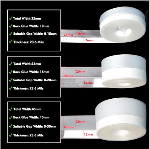 Silicone Weather Stripping Seal Door Tape 16.5 Feet Strip Bottom Draft Insulation Stopper Weatherproof Soundproof for Door Frame or Window Bathroom Shower Glass Gaps - size: 45mm*16.5 Ft