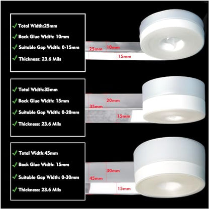 Silicone Weather Stripping Seal Door Tape 16.5 Feet Strip Bottom Draft Insulation Stopper Weatherproof Soundproof for Door Frame or Window Bathroom Shower Glass Gaps - size: 35MM*16.5 FT