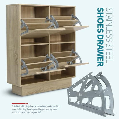 2 Layers Shoes Drawer Cabinet Hinges Flip Frames, Grey Shoe Cabinet Replacement Fittings Stainless Steel for Kitchen Living Room, 1 Pair - color: Gray, size: 2 Layers