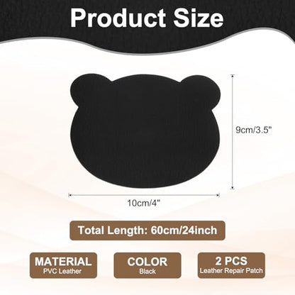 PATIKIL Leather Repair Patch, 2 Pcs 4 x 3.5 Inch Self-Adhesive Vinyl Patch Furniture Tape Repair Kit for Sofas Couches Stools Chairs Cabinets Bags, Black - color: Black
