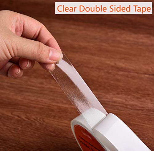 i frmmy Removable Clear Double Sided Sticky Tape- No Residue, Perfect for Gift Wrap, Woodworking- 1 inches x 20 Yards (2 Rolls) - size: 1 Inches x20 Yards (2 rolls)