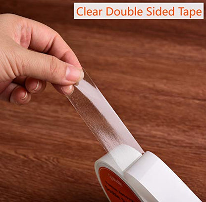 i frmmy Removable Clear Double Sided Sticky Tape- No Residue, Perfect for Gift Wrap, Woodworking- 1 inches x 20 Yards (2 Rolls) - size: 1 Inches x20 Yards (2 rolls)