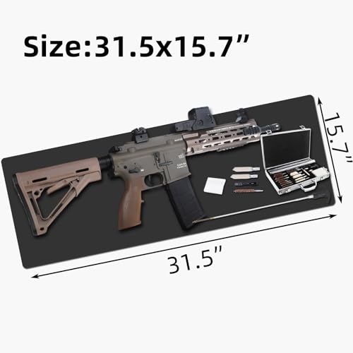 Large Gun Gleaning Mat for Pistol Rifle Shotgun, Oil-Resistant Gun Cleaning Pad, Non-Slip Waterproof Leather Workbench Mat Desk Pad for Gun Maintenance - color: Black, style: 31.5"x15.7"