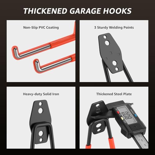 30 Pack Garage Hooks, Heavy Duty Steel Wall Mount Utility Hangers with Anti-Slip Coating for Hanging Bikes, Ladders, Power Tools, and Garden Equipment - color: 30 Pack Orange