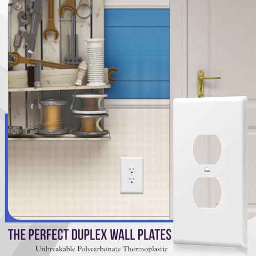 ENERLITES Duplex Receptacle Outlet Wall Plate, Jumbo Outlet Covers, Gloss Finish, Oversized 1-Gang 5.5" x 3.5", Polycarbonate Thermoplastic, 8821O-W, White - color: White, size: Over-Size