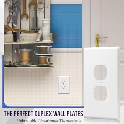ENERLITES Duplex Receptacle Outlet Wall Plate, Jumbo Outlet Covers, Gloss Finish, Oversized 1-Gang 5.5" x 3.5", Polycarbonate Thermoplastic, 8821O-W, White - color: White, size: Over-Size