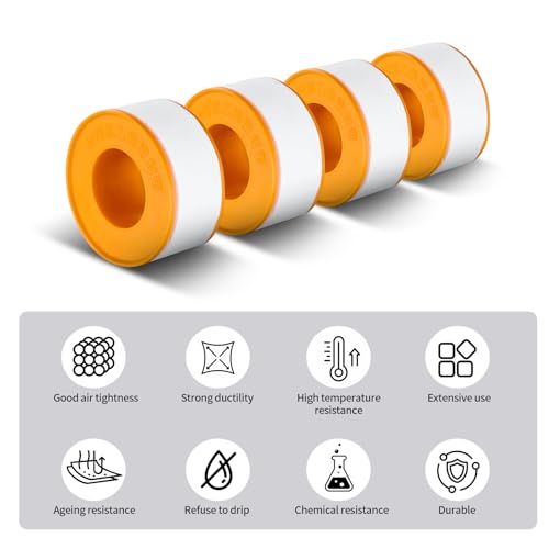Teflon Tape-2pack Plumber Tape for Pipe Joints - Leak-Proof Pipe Sealant Tape with High Temperature Resistance, Durable for Shower, Faucet, Hose, Sink Drain, Triangle Valve