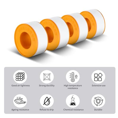 Teflon Tape-2pack Plumber Tape for Pipe Joints - Leak-Proof Pipe Sealant Tape with High Temperature Resistance, Durable for Shower, Faucet, Hose, Sink Drain, Triangle Valve