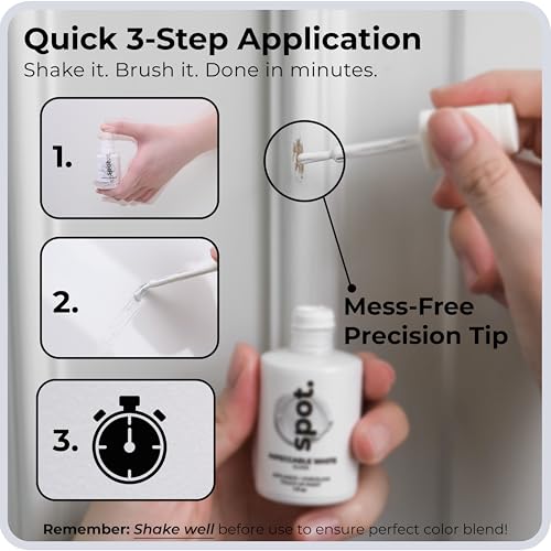 spot. High-Gloss White Touch Up Paint – Porcelain and Appliance Repair for Chips, Stains, Scratches, and Cracks on Fridges, Microwaves, Dishwashers, Dryers, Tiles, and Metal Surfaces – 1 fl oz - color: Impeccable White