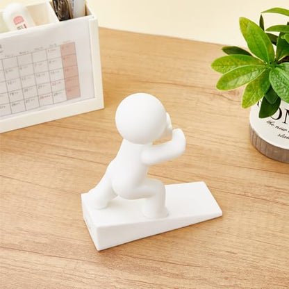 Cute Door Stopper Wedge, Non-Slip Door Stops for Bottom of Door, Keep Doors Open for Kids Pets, White 1 Pack (Patented)