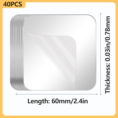 40PCS Heavy Duty Double Sided Adhesive Mounting Square Tape, Waterproof Strong Clear No Residue Removable Tape for Hanging, Wall Mounting, Home Decor & Shower - size: 40Pcs