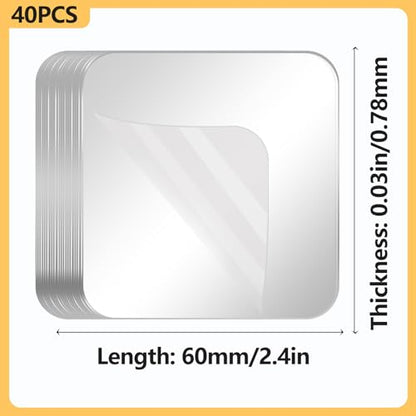 40PCS Heavy Duty Double Sided Adhesive Mounting Square Tape, Waterproof Strong Clear No Residue Removable Tape for Hanging, Wall Mounting, Home Decor & Shower - size: 40Pcs