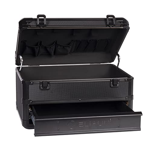 E ELIAUK Tool Box Hard Case Tool Organizer Storage Cabinet Carry Case,Toolbox with Drawers, Black - color: Black