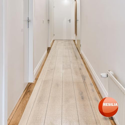 RESILIA Premium Clear Floor Protector Mat – Heavy-Duty Plastic Vinyl Covering for Hardwood, Tile, or Laminate Floors, Table, or Desk –American Modern Pattern 27" x 12' Waterproof Roll, Made in USA - size: 2'3" x 12'