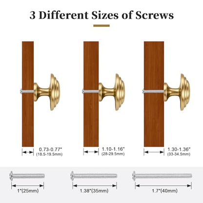 Gobrico 5 Pack 1-3/8 Inch Cabinet Knobs, Brushed Gold Dresser Knob, Brushed Brass Round Bifold Kitchen Wardrobe Drawer Knob - color: Brushed Gold