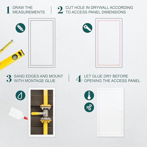 12" x 24" White Metal Access Panel, Service Shaft Door, Plumbing, Electricity Heating Alarm Wall for Drywall, Bathroom Services Hole Cover, Wall Covering - size: 12" x 24"