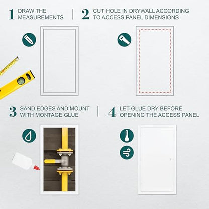 12" x 24" White Metal Access Panel, Service Shaft Door, Plumbing, Electricity Heating Alarm Wall for Drywall, Bathroom Services Hole Cover, Wall Covering - size: 12" x 24"