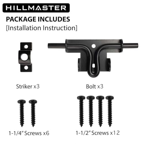 Slide Bolt Gate Latch for Wooden Fence Outdoor Gate Latch Lock with Padlock Hole, Heavy Duty Sliding Fence Door Lock, Black Barrel Bolt Latches for Wood Vinyl Fence,Gate Hardware for Barn Shed,3 Pack - size: 3 Pack
