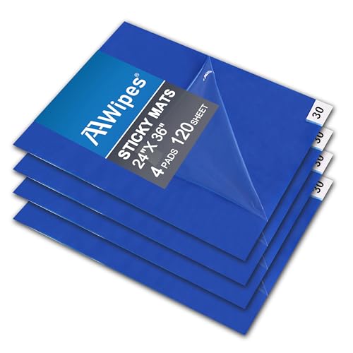 AAwipes Sticky Mat Tacky Pads Adhesive 24" x 36" 4 Packs, 30 Sheets/Packs, 120 Sheets Total Blue Cleanroom Floor Mats for Laboratory Construction Hospital Shoes - color: 24" x 36" Blue