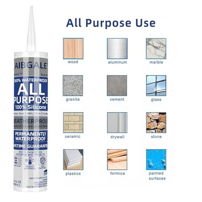 Black Silicone Sealant, All-Purpose 100% Waterproof Silicone Caulk, Adhesive Caulking Silicone for Indoor Outdoor Windows, Aquarium, Bathtub Auto Leak Seaing, 10.1 Oz, 1 Pack (1)