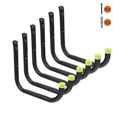 Garage Organization Hooks Heavy Duty Garage Storage Utility Wall Hooks Garden Tool Wall Hanger for Ladder Bike Shelf Hose Power Tool 6 Pack - size: Large Hooks 6 Pack