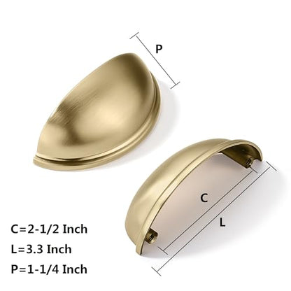 khtumeware 5 Pack 2-1/2" Drawer Pulls Champagne Bronze Cabinet Cup Pulls Kitchen Hardware Cabinet Handles Drawer Handles Knobs 2.5 inch Hole Center - color: Champagne Bronze, size: 2-1/2"(64mm) Hole Center, style: 5-pack