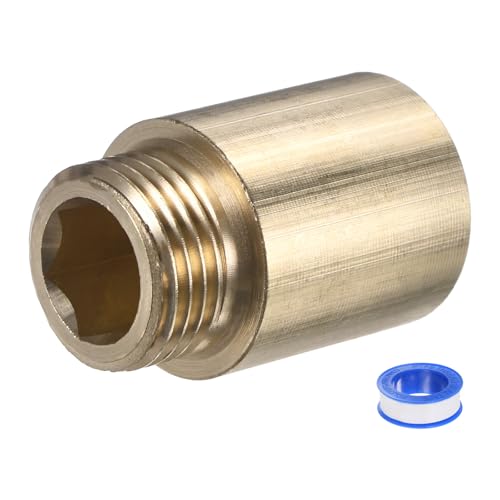 M METERXITY Shower Head Extension Arm, Brass G1/2 Male to Female Extension Pipe Fitting Adapter with PTFE Thread Seal Tape for Shower/Faucet, Pipe Plumbing Coupler 1.39"/35mm 1-Pack - size: 1.39"/35mm