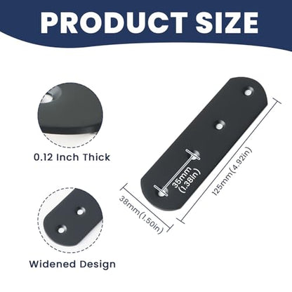 Alise 4 Pcs Flat Straight Brace Brackets Mending Plates Repair Fixing Bracket,125x38mm Stainless Steel Matte Black - color: Matte Black, size: 125mmX38mm