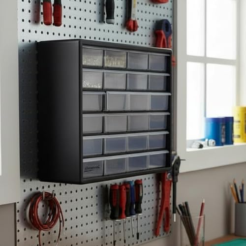 Homak 24-Drawer Parts Organizer, Black, HA01024152 - size: 24-Drawer