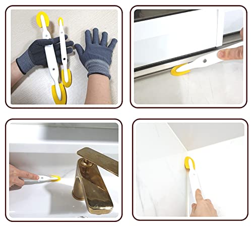 2-in-1 Double-Sided Caulking Tool Set with 4 Heads - Two-Way Silicone Finishing Tool for Bathroom Kitchen Tile Grout, Professional Sealant Smoothing Spatula, Reusable & Scratch-Free (S+L 2-Pack)