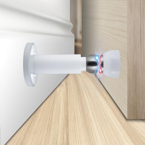 Door Stoppers – Heavy Duty Magnetic Door Stopper for Wall & Bottom of Door – Premium Adjustable Door Stop with Heavy-Duty Windproof Design, Constructed with SUS304 (White-1PCS) - color: White-1PCS