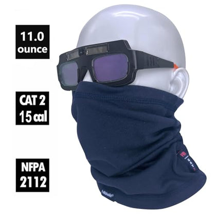 Fullsheild FR Flame Resistant Face Mask Full Cover Neck Gaiter Snood for Welding Hunting Army Military Working - color: Navy-winter Fleece