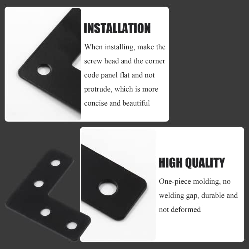 BokWin 20PCS Mending Plates，L-Shape Corner Braces Black Flat Corner Braces for Wood 1.57x1.57/ 40x40mm Right Angle Mending Repair Plates with Screws