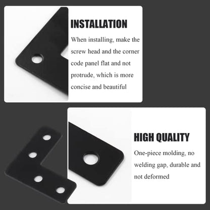 BokWin 20PCS Mending Plates，L-Shape Corner Braces Black Flat Corner Braces for Wood 1.57x1.57/ 40x40mm Right Angle Mending Repair Plates with Screws