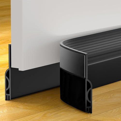 Door Draft Stopper, Door Sweep for Bottom of Door, Weather Stripping Door Seal Gap Filler Bottom Blocker Soundproofing Cold Air Insulation Save Energy Install Quickly Easily (Black, 39‘’) - color: Black, size: 39‘’