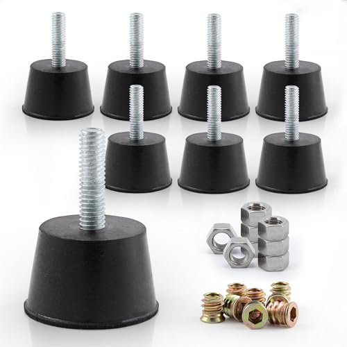 NEWBYTEK M6 Thread Rubber Furniture Leveling Feet Screw in Threaded Furniture Levelers Adjustable Table Chair Levelers Feet Glides for Chairs Tables Cabinet Patio - 8 Pack - size: M6 Thread,8 Pack