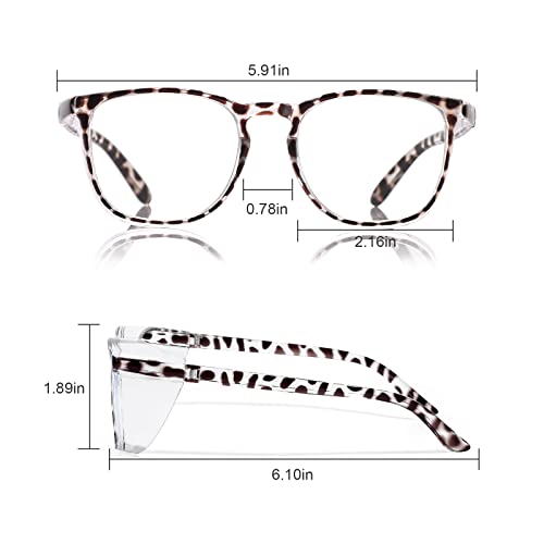 Stylish Safety Glasses Goggles for Women Girls Anti-fog Glasses Protective Eyewear Clear Glasses - color: 1 Pack: Tortoise