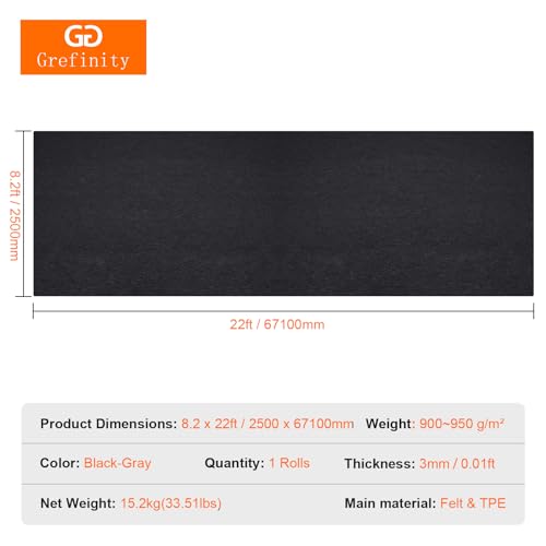 Grefinity Garage Floor Mat，8.2’x 22' Oil Spill Mat Heavy Duty Under Car Mat for Garage & Driveway, Protects Against Oil, Chemicals & Stains with TPE Anti-Leak Backing, Reusable & Washable - size: 8.2’x 22'