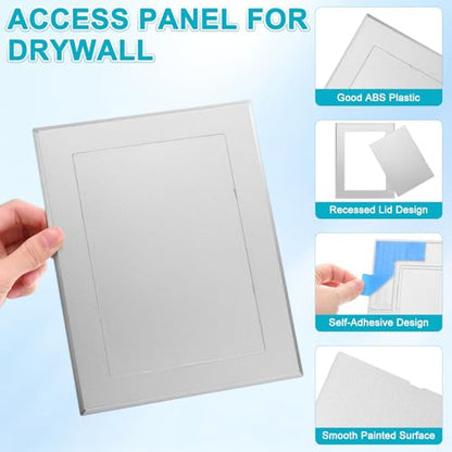 M METERXITY 2-Pack Access Panel for Drywall, 7x5 Inch Plastic Self Adhesive Wall Hole Cover Access Doors for Wiring Cable/Ceiling, Removable Plumbing Wall Panel [Silver Tone, Rectangle] - color: Silver Tone