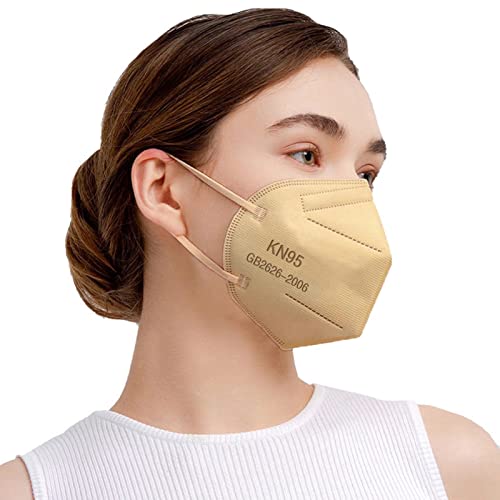 SAROULU 5-Layer Breathable Disposable KN95 Face Masks Respirator Cup Dust Safety Protection Mask - color: Khaki-40