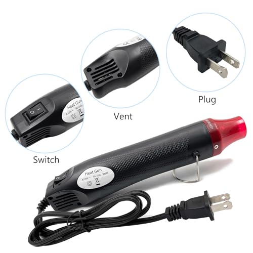 Mini Heat Gun, Portable Hot Air Gun Tool for DIY Crafts Heat Shrink Gun for Epoxy Resin, Embossing, Shrinking Wrapping Drying Paint Removing Stickers (Black) - color: Black