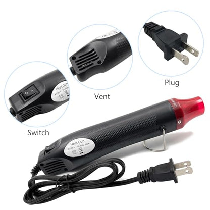 Mini Heat Gun, Portable Hot Air Gun Tool for DIY Crafts Heat Shrink Gun for Epoxy Resin, Embossing, Shrinking Wrapping Drying Paint Removing Stickers (Black) - color: Black