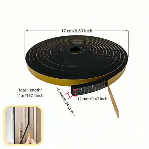 Durable Weather Seal Foam Tape: Strong Adhesive,Noise Reducing & Energy Saving, High-Density CR Foam Material,1/2" x 1/4" x 13 ft for Doors,Windows,AC - Easy Peel & Stick Seal Strip - size: 1/2 In x 1/4 In x 13Ft