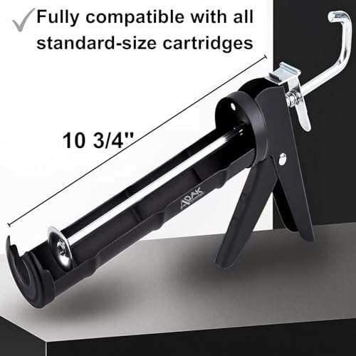 ADAK - Professional Caulking Gun, 10:1 Thrust Ratio, Caulking Gun No Drip, Hand Tool for Silicone & Sealant Application, Smooth Pressure Caulk Gun, Caulking Gun Tool (Whole Black) - color: Whole Black