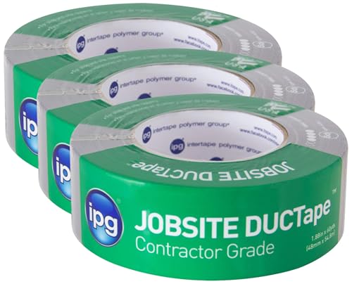 IPG JobSite DUCTape, Contractor Grade Duct Tape, 1.88" x 60 yd, Silver (Single Roll) (Pack of 3) - color: Silver, size: 1.88" X 60 Yd (Pack of 3)